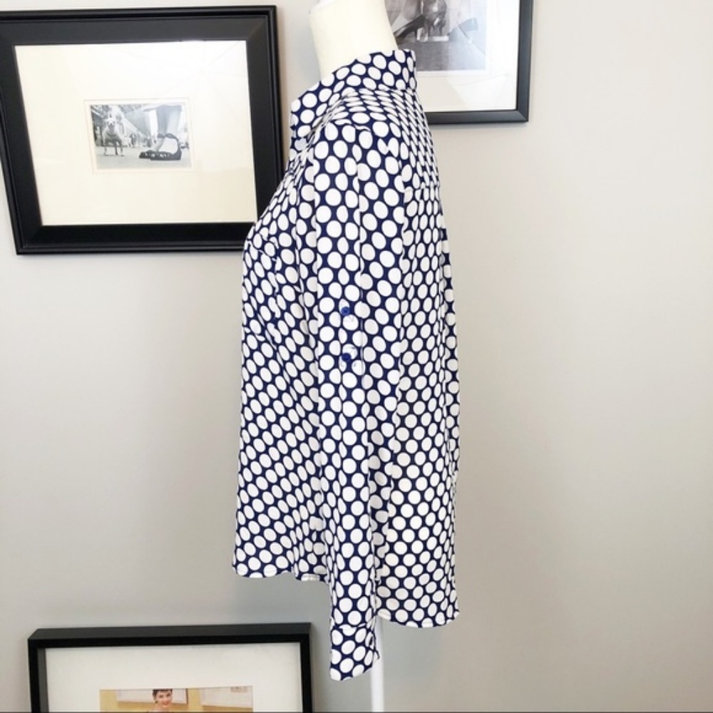Express Blue & White Polka Dot Button Down Blouse - Picture 3 of 8